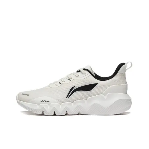 LiNing Spirituality Slip Resistant Breathable Cushioning Low Top Running Shoes Men's White Black