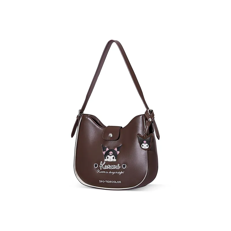 Zgo Sanrio, Kuromi Collection PU Tote Bag, Shopping Bag, Handbag, Shoulder Bag Women's Brown-1