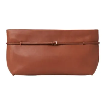 THE ROW Sienna Leather Clutch Women's Brown