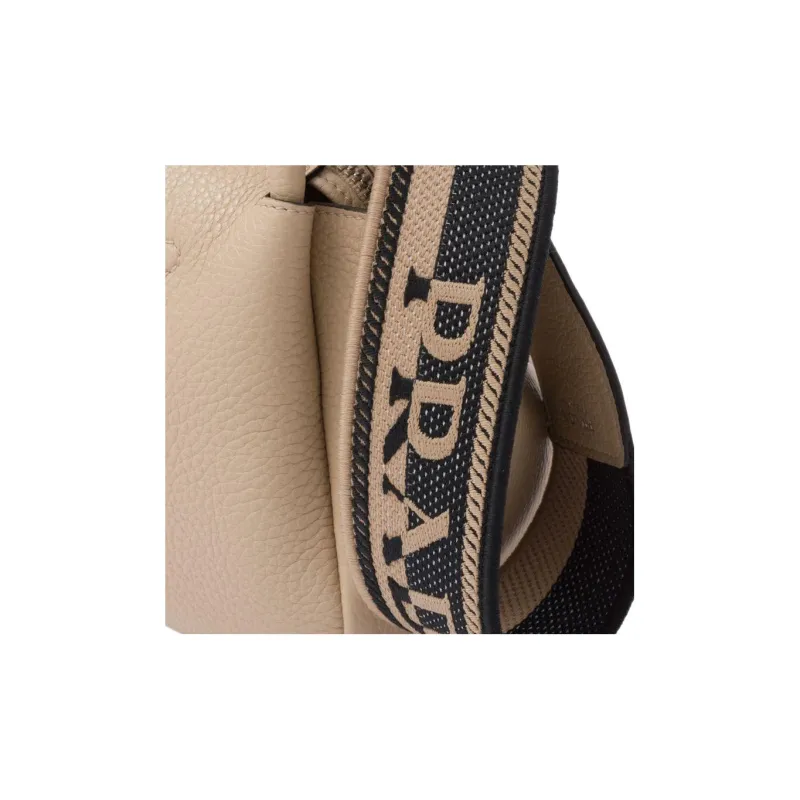 PRADA Leather Shoulder Bag Crossbody Bag Handbag Mini Women's Elephant Grey/sand Beige-3