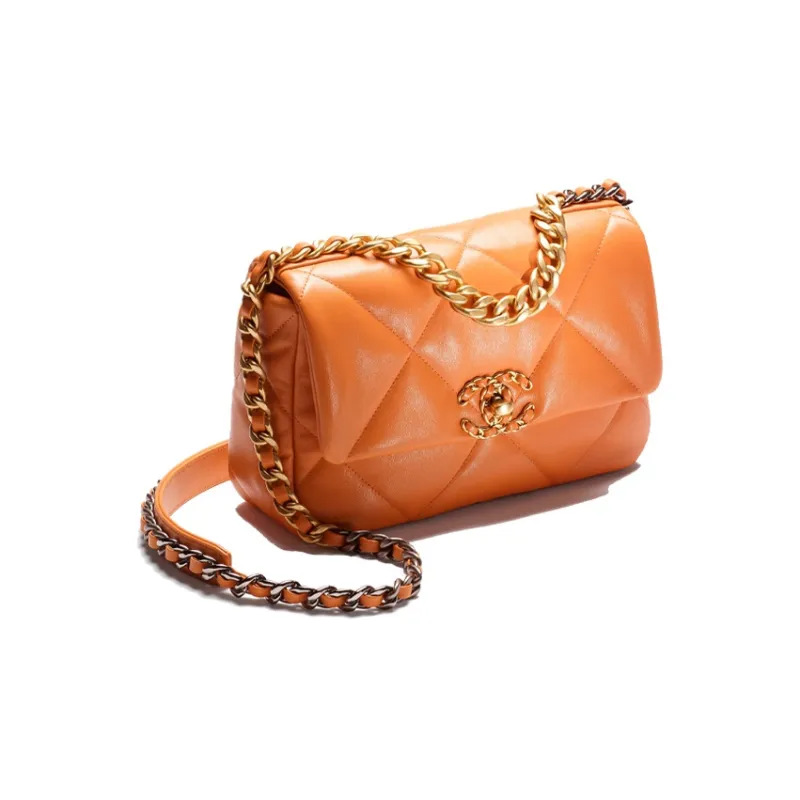 CHANEL 19Bag Lambskin Shoulder Bag, Crossbody Bag Trumpets Women's Orange-1