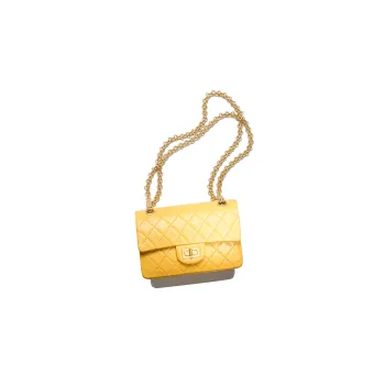 CHANEL 2.55 Vintage Calfskin Mouth Cover Bag Crossbody Bag Mini Women's Yellow