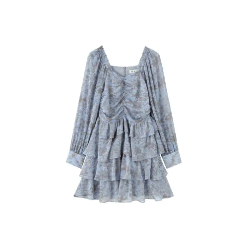 Luqingyi Long-Sleeved Dresses Women's Blue