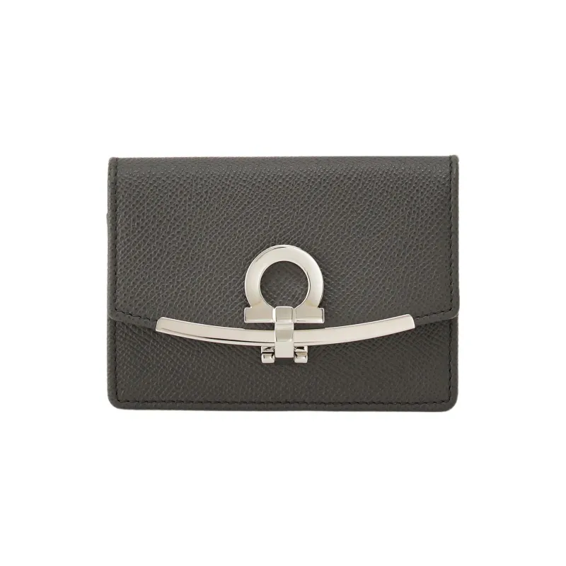 Ferragamo Gancini Clip Coin Pouch Grey-0