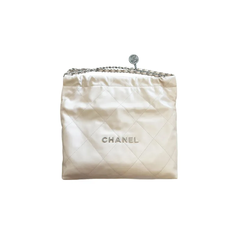 CHANEL 22Bag Cow Leather Bucket Bag, Handbag, Shoulder Bag Medium Size Women's Ivory-0