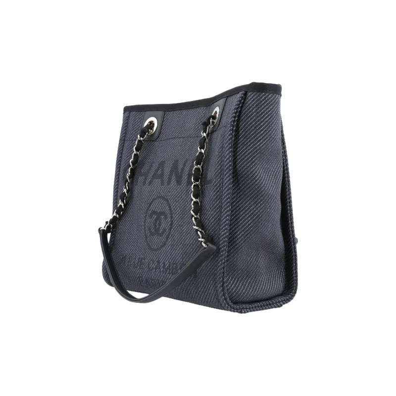 CHANEL Canvas Bag, Beach Bag, Handbag, Shoulder Bag Women's Black-1