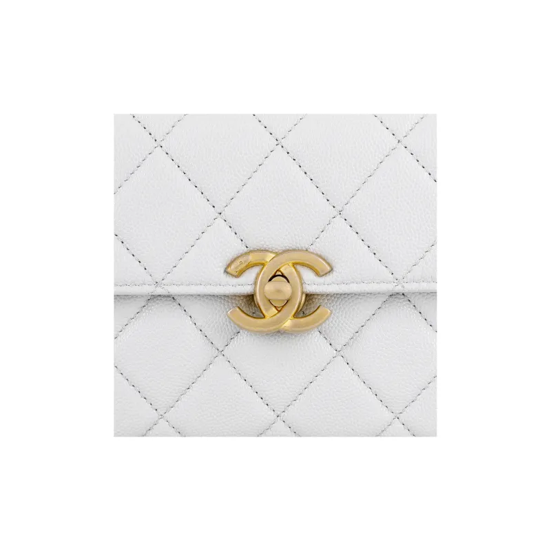 CHANEL Grain Embossed Cow Leather Handbag, Shoulder Bag, Crossbody Bag Mini Women's Blue Gray-4