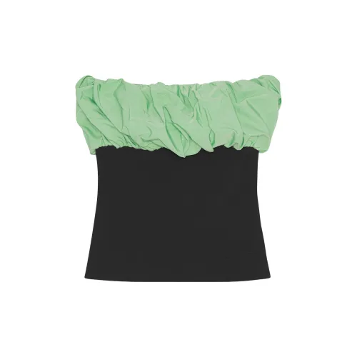 GANNI Strapless Tops Women's Green