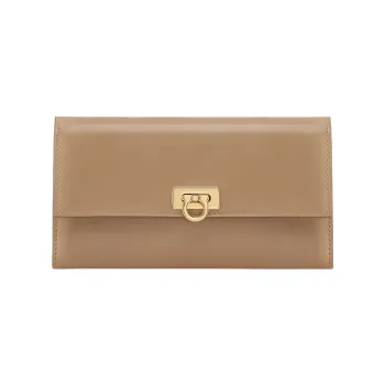 FERRAGAMO Cow Leather Wallet Women's Light Brown