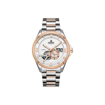EBOHR Master Collection Traveler Mechanical Movement Stainless Steel Strap Watch Men's Watches White Dial
