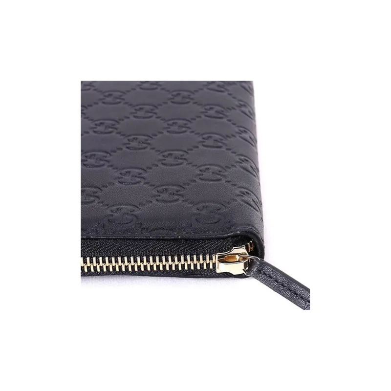 GUCCI Leather Clutch Regular Men's Black-6
