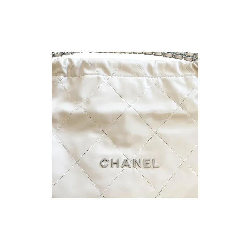 CHANEL 22Bag Cow Leather Bucket Bag, Handbag, Shoulder Bag Medium Size Women's Ivory-2