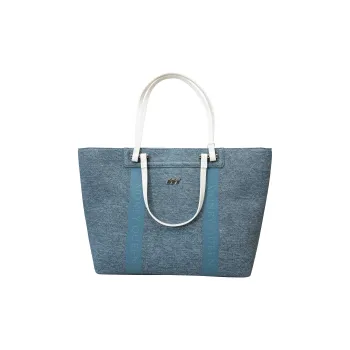 MQ PU Leather Tote Bag Shopping Bag Handbags Large Size Women's Denim Blue