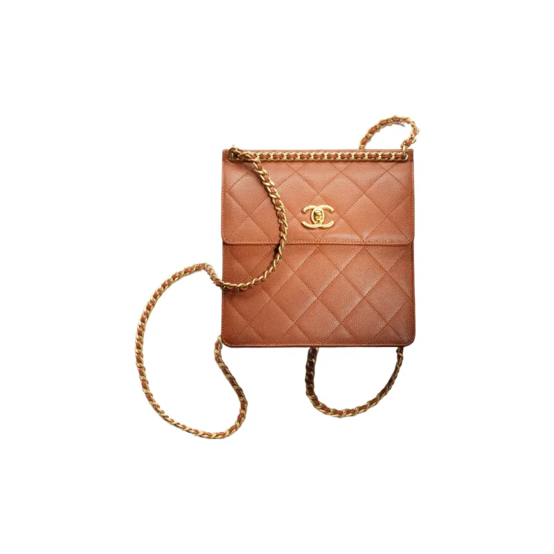 CHANEL Grain Embossed Calfskin Backpack Women's Light Brown-0