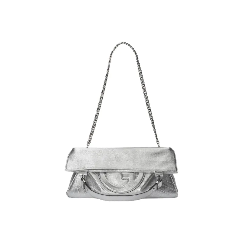 GUCCI Blondie Leather Tote Bag Shopping Bag Handbag Medium Size Women's Silver-1
