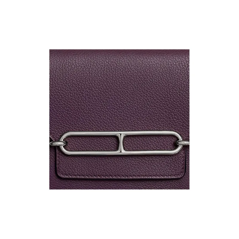 HERMES Roulis Evercolor Calfskin Pig Nose Bag Clutch Fanny Pack Wallet Women's Black/Grenadine/Blue-3