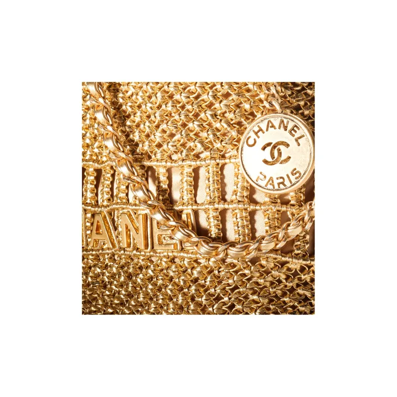 CHANEL 22Bag Calfskin Bucket Bag, Shoulder Bag, Crossbody Bag Mini Women's Gold-3