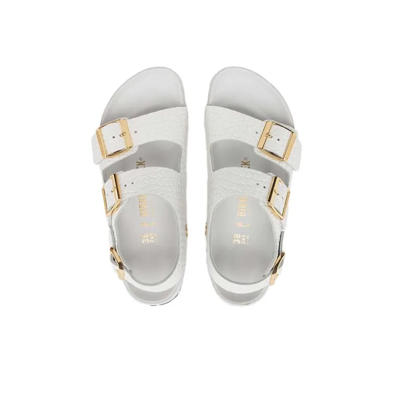 Birkenstock Milano Embossed Leather Narrow Fit Sandals 'Emboss White' Women's-3