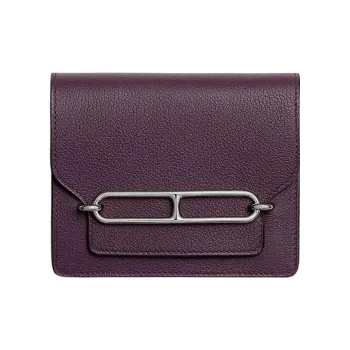 HERMES Roulis Evercolor Calfskin Pig Nose Bag Clutch Fanny Pack Wallet Women's Black/Grenadine/Blue