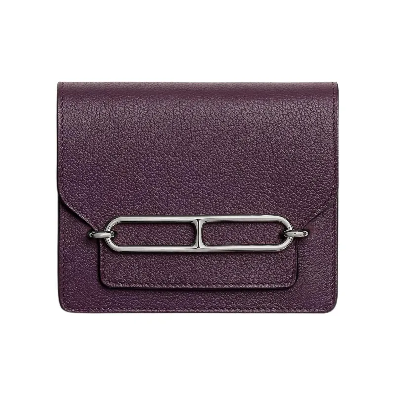 HERMES Roulis Evercolor Calfskin Pig Nose Bag Clutch Fanny Pack Wallet Women's Black/Grenadine/Blue-0