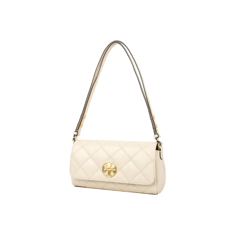 TORY BURCH TB Willa Leather Baguette Bag, Crossbody Bag, Shoulder Bag Women's Cream White-1