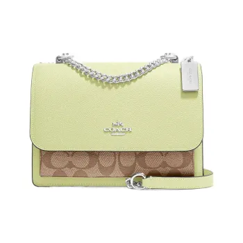 COACH Klare Canvas With Leather Chain Bag, Shoulder Bag, Crossbody Bag Women's Green & Brown