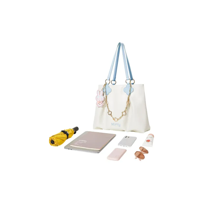 Miffy PU Tote Bag, Shopping Bag, Women's Bag, Shoulder Bag Women's White Blue/White-4