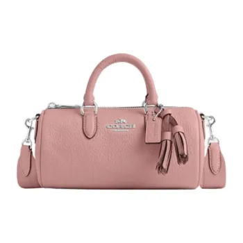 COACH Lacey Pebbled Leather Boston Bag Handbag Shoulder Bag Crossbody Bag Small Size Women's Light Pink