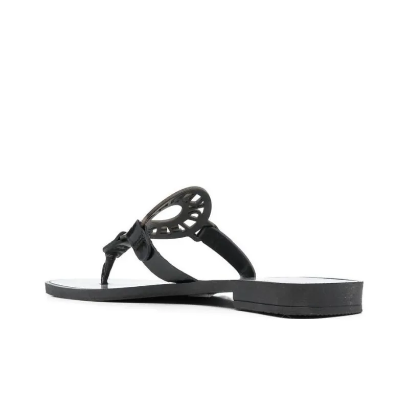 KARL LAGERFELD Logo-patch Leather Flat Slides-4