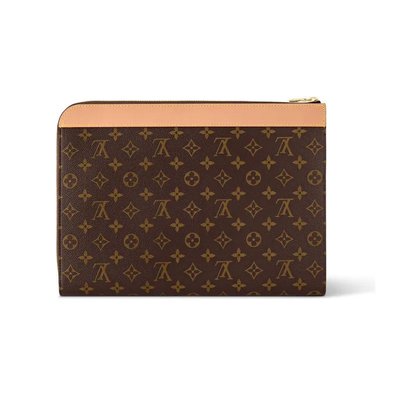 LOUIS VUITTON Coated Canvas With Leather Trim Envelope Bag, Clutch Tubas Men's Brown-3