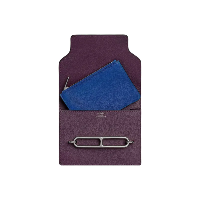 HERMES Roulis Evercolor Calfskin Pig Nose Bag Clutch Fanny Pack Wallet Women's Black/Grenadine/Blue-2