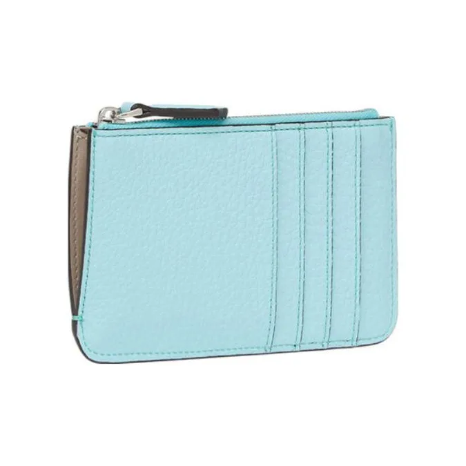 FENDI Peekaboo Cow Leather Card Holder Coin Purse Women's Light Blue-2