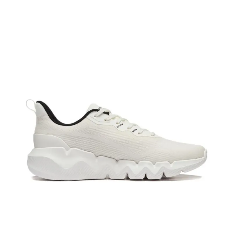 LiNing Spirituality Slip Resistant Breathable Cushioning Low Top Running Shoes Men's White Black-1