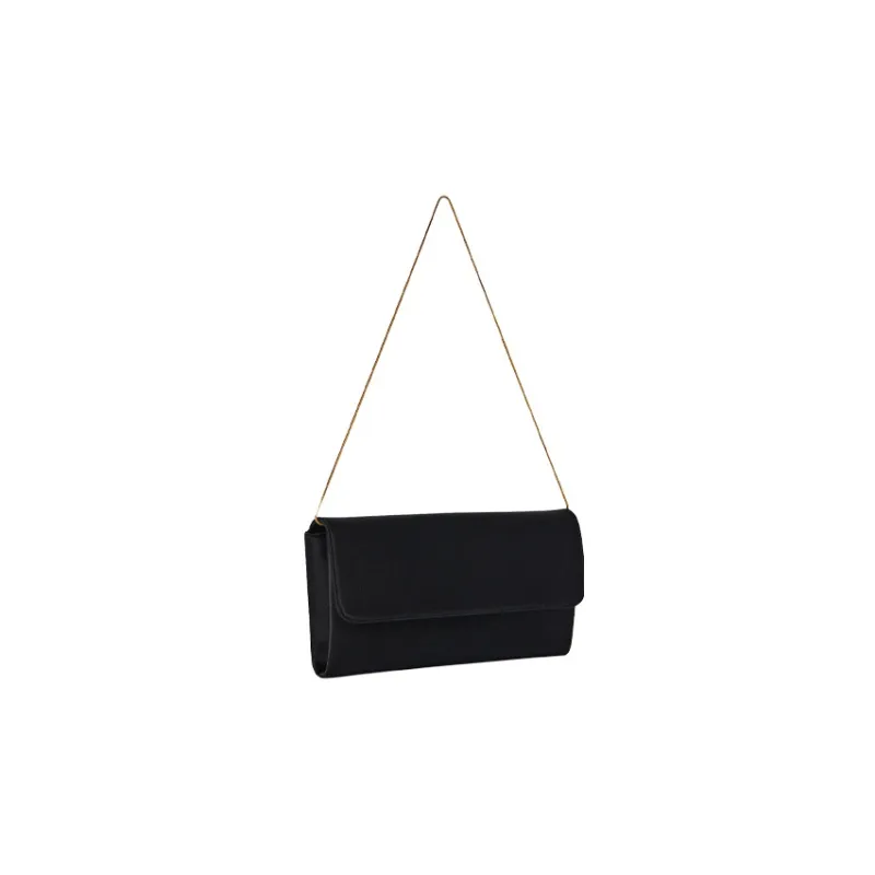 THE ROW Smooth Satin Leather Clutch Handbag Shoulder Bag Women's Black-1