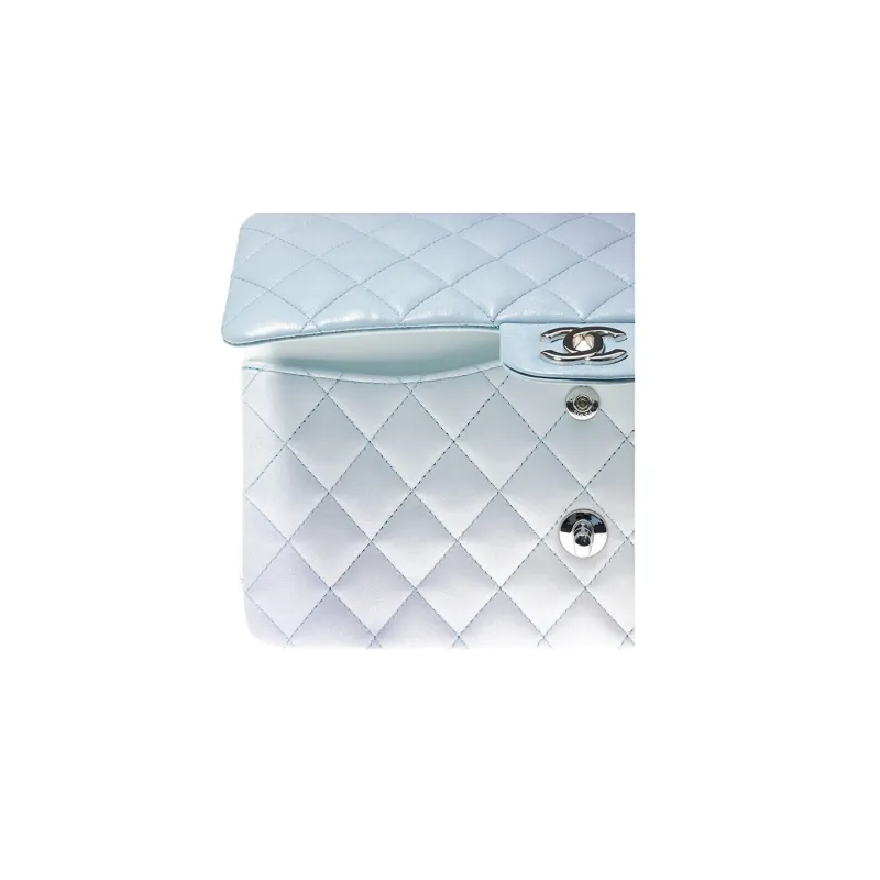 CHANEL Classic Flap CF Lambskin Shoulder Bag, Crossbody Bag Medium Size Women's Gradient Light Blue & Light Purple-4