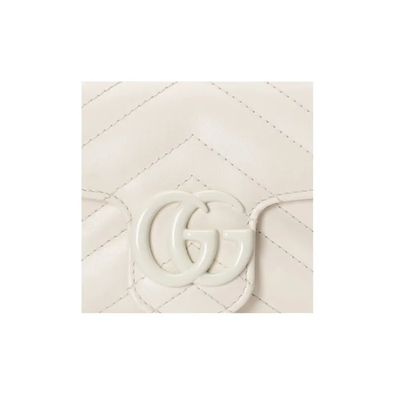 GUCCI GG Marmont Leather Shoulder Bag, Crossbody Bag Extra Mini Women's White-7