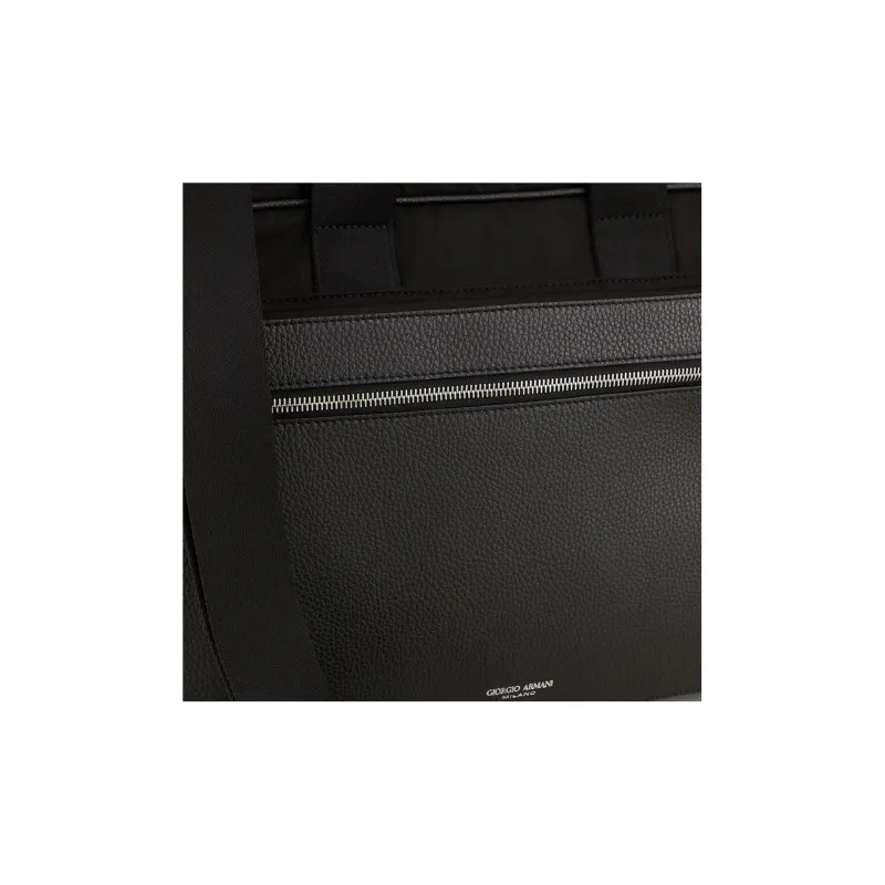 GIORGIO ARMANI Leather And Nylon Briefcases Men's Black-3