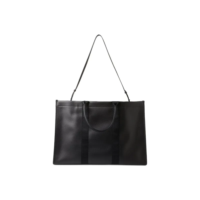 Balenciaga Cotton Canvas With Calfskin Tote Bag Shopping Bag Handbag Large Size Men's Black-2