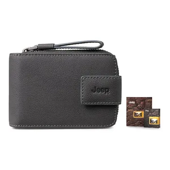 Jeep Top Grain Cow Leather Genuine Leather Leather Clip Wallet Card Holder Regular Men's Gray