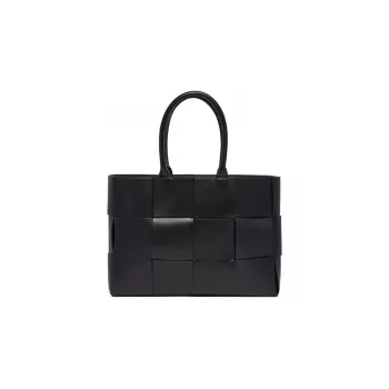 Bottega Veneta Leather One Shoulder Handbags Medium Size Men's Black