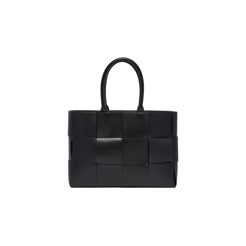 Bottega Veneta Leather One Shoulder Handbags Medium Size Men's Black-0