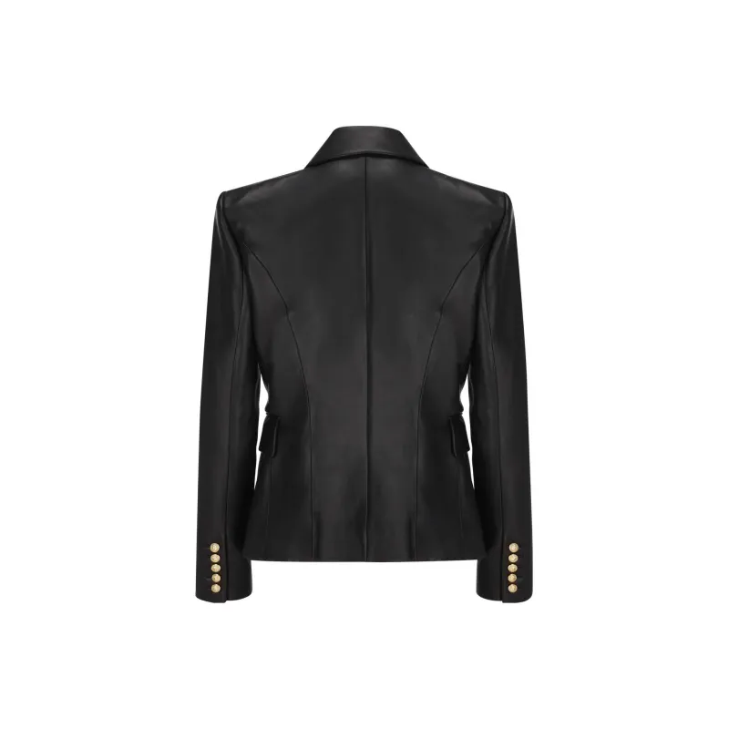 BALMAIN Leather Jackets Women's Black-1