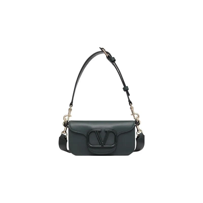 Valentino Locò Calfskin Portable Crossbody Bag, Shoulder Bag Men's Green-0
