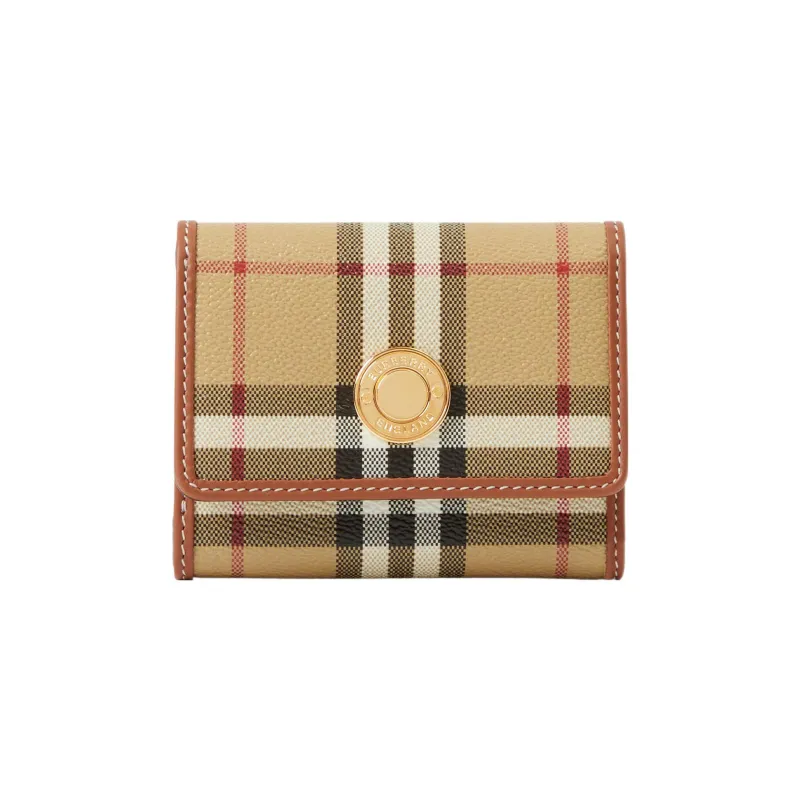 Burberry Polyurethane And Polyester Blend Wallet Small Size Women's Beige-0