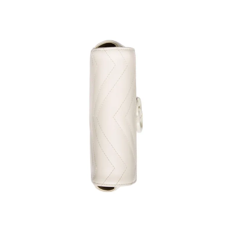 GUCCI GG Marmont Leather Shoulder Bag, Crossbody Bag Extra Mini Women's White-5