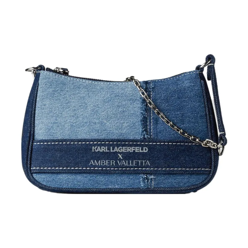 KARL LAGERFELD Amber Valletta Collaboration Cotton Handbag Shoulder Bag Women's Blue-0