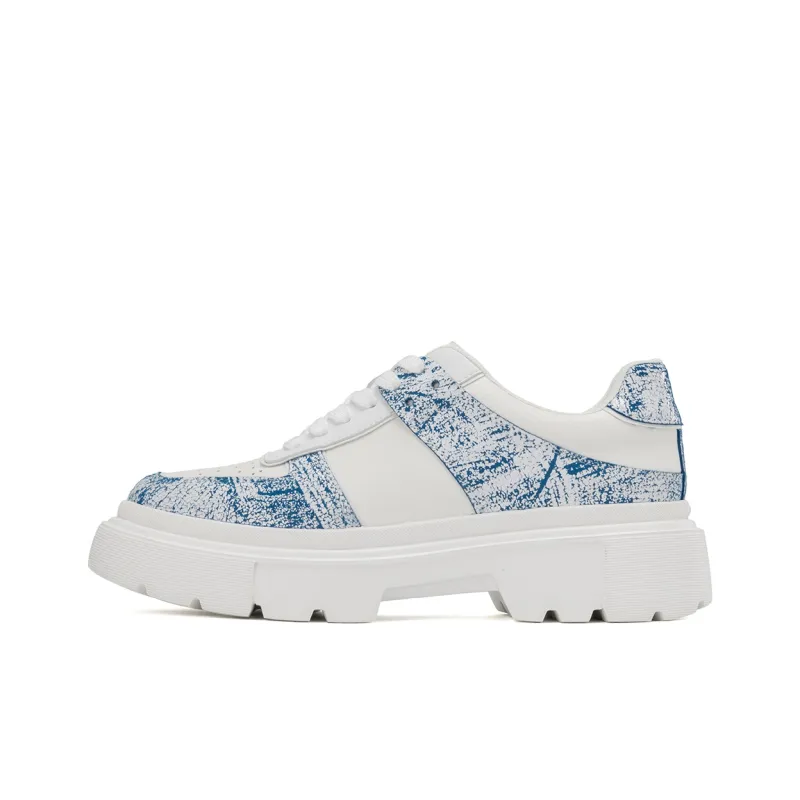 AOKANG Platform Shoes 3cm Women's White Blue-0