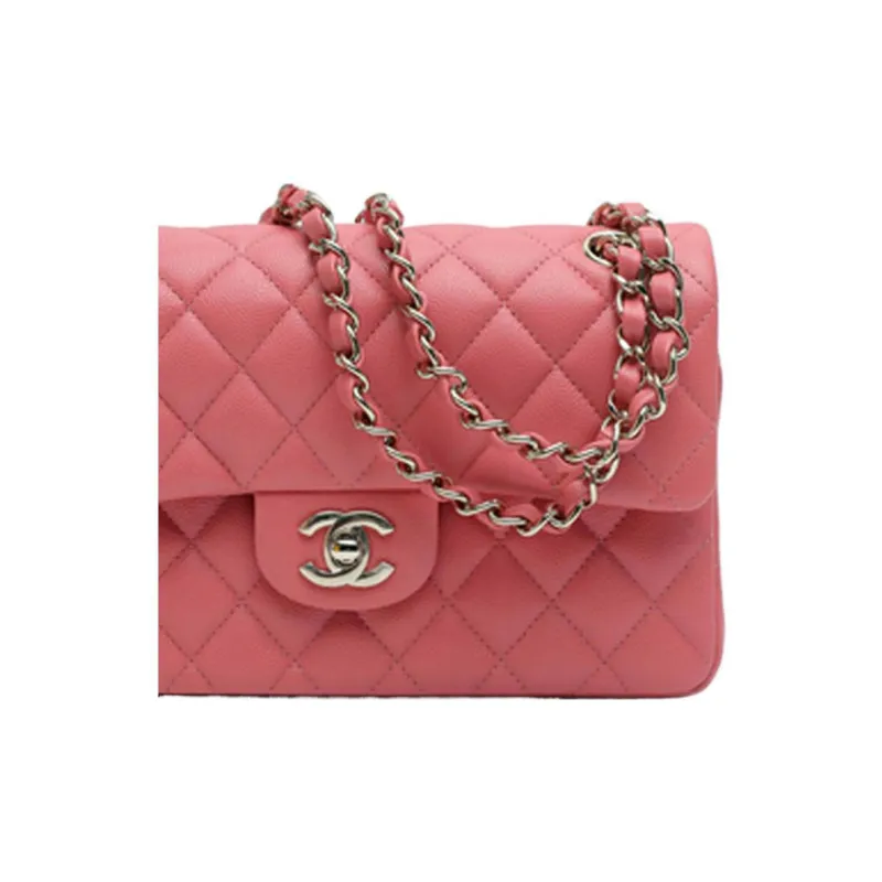 CHANEL Classic Flap CF Caviar Calfskin Shoulder Bag, Crossbody Bag Women's Pink-3