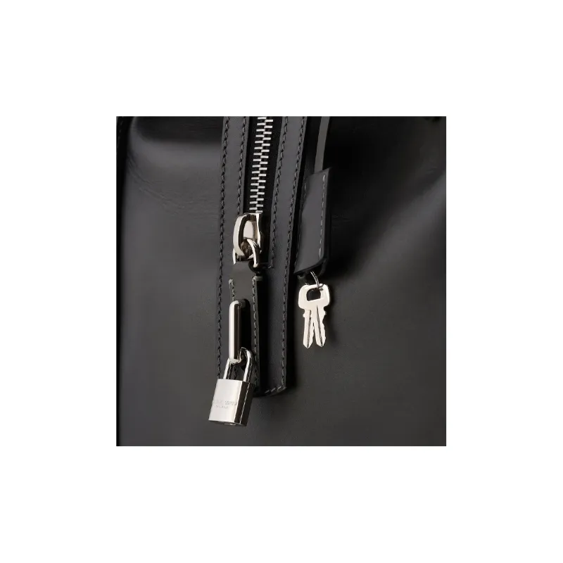 GIORGIO ARMANI Cow Leather Luggage Bag Handbags Men's Black-5