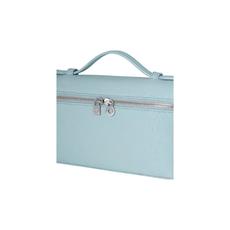 Loro Piana ExtraPocket Leather Small Square Makeup Bag Handbags Shoulder Bags Women's Sky Blue-3